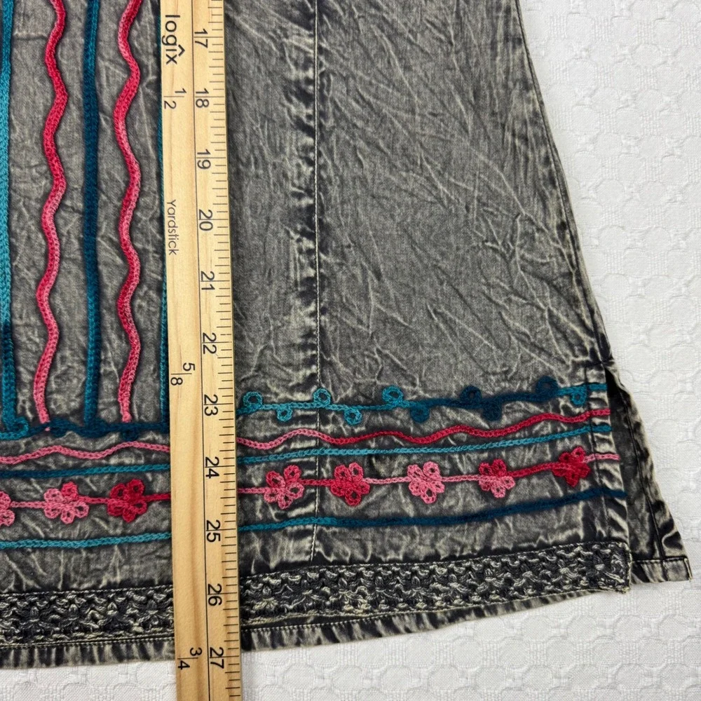 NEW Parsley & Sage Embroidered Boho Top‎ Women S Stone Gray Artisan 3/4 Sleeve